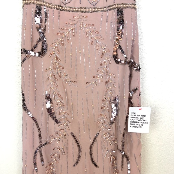 ASOS DESIGN drape back embellished midi dress sz US 4 Nude Pink Sequins Wedding - Picture 3 of 12